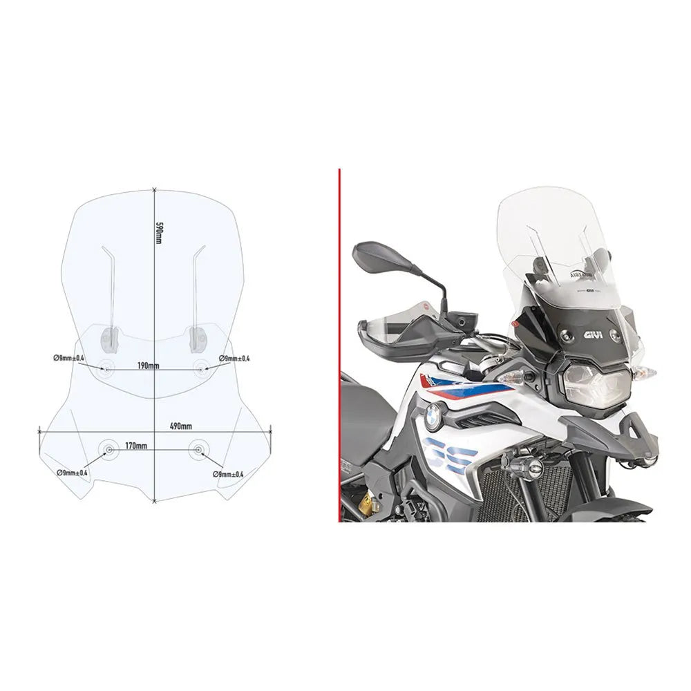 Givi AF5127 Airflow BMW F 750 GS/F 850 GS Adjustable Windshield