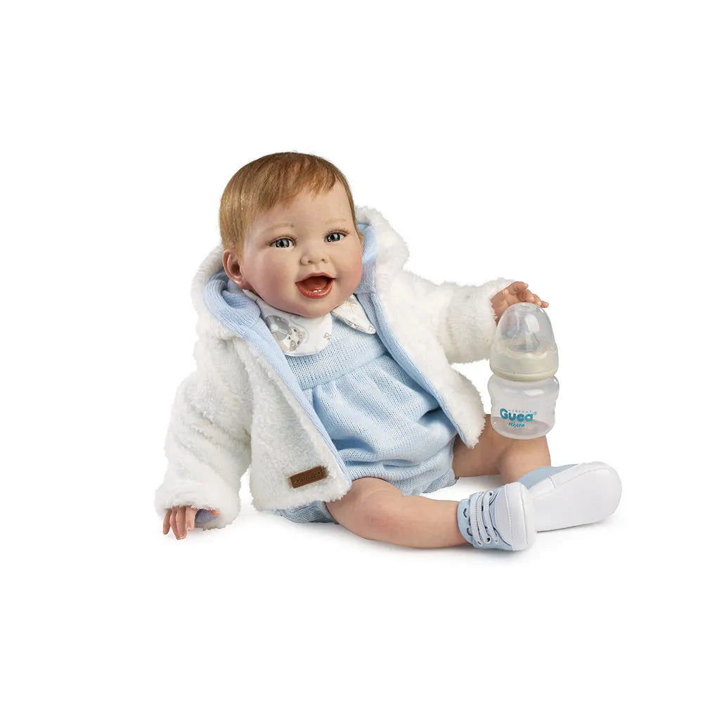 Guca Mateo Hand-Painted Baby Reborn 46 cm-With Natural Hair 38 cm