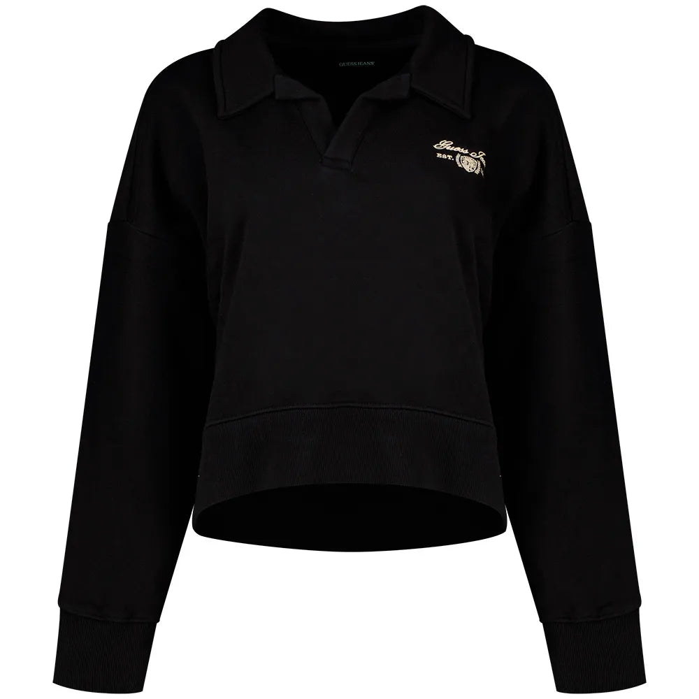 Guess jeans Notched Collar Crop sweatshirt