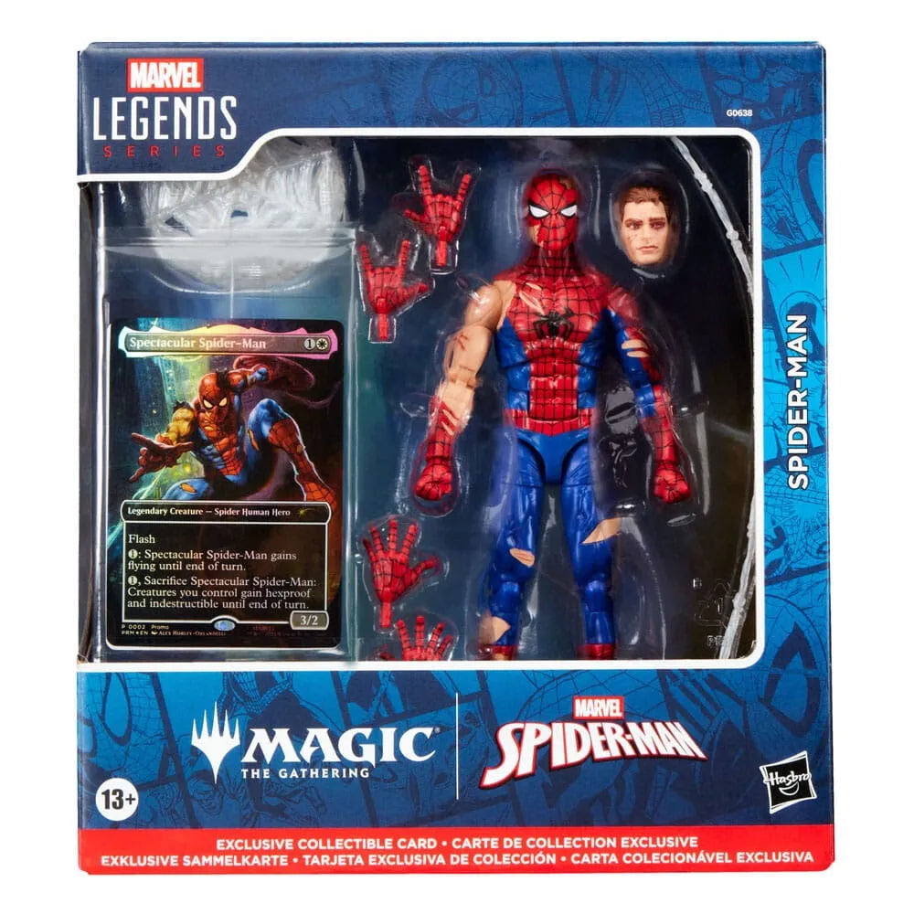 Hasbro Magic The Gathering Marvel Legends Battle-Damaged Spider-Man Figure with Exclusive Foil Card english 15 cm