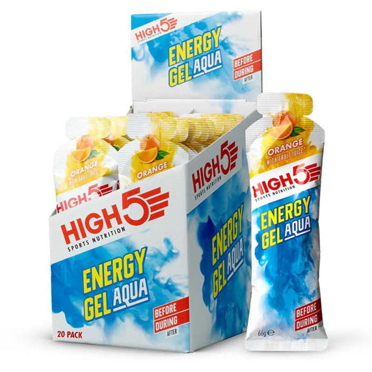 High5 Aqua energy gels box orange 66g 20 units