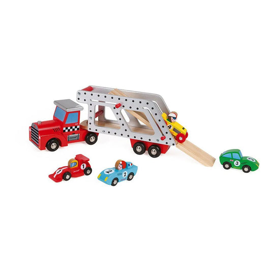 Janod Story 4 Cars Transporter Lorry