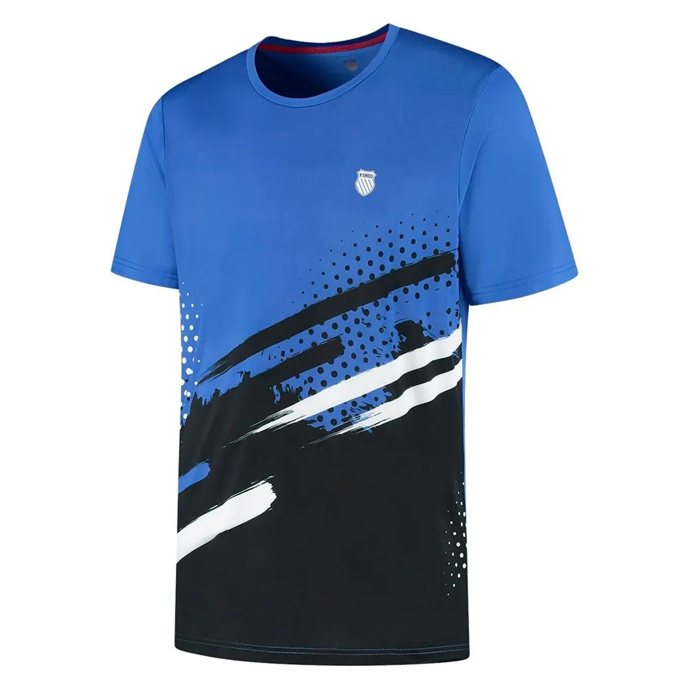 K-Swiss Hypercourt Print Crew Stripe short sleeve T-shirt