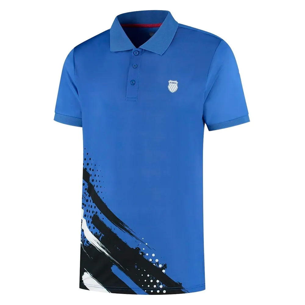 K-Swiss Hypercourt Print Stripe short sleeve polo