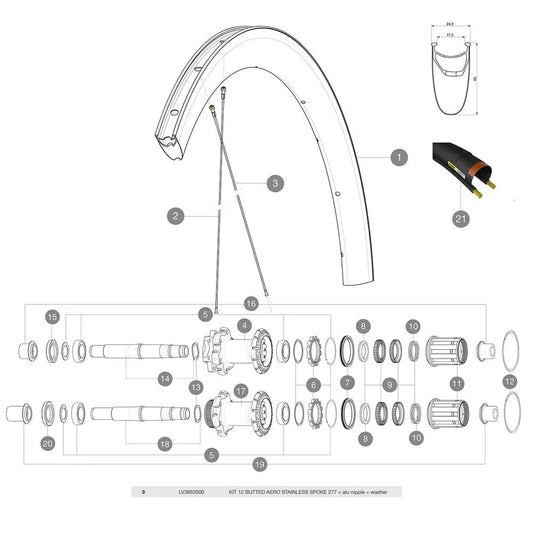 Mavic Cosmic Pro Carbon 2017-19 Rear Right Spokes 12 units