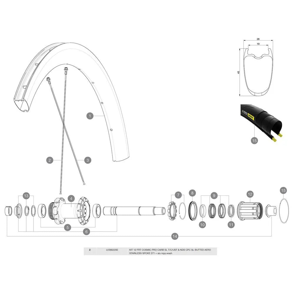 Mavic Cosmic Pro Carbon SL C Left Spokes 12 units