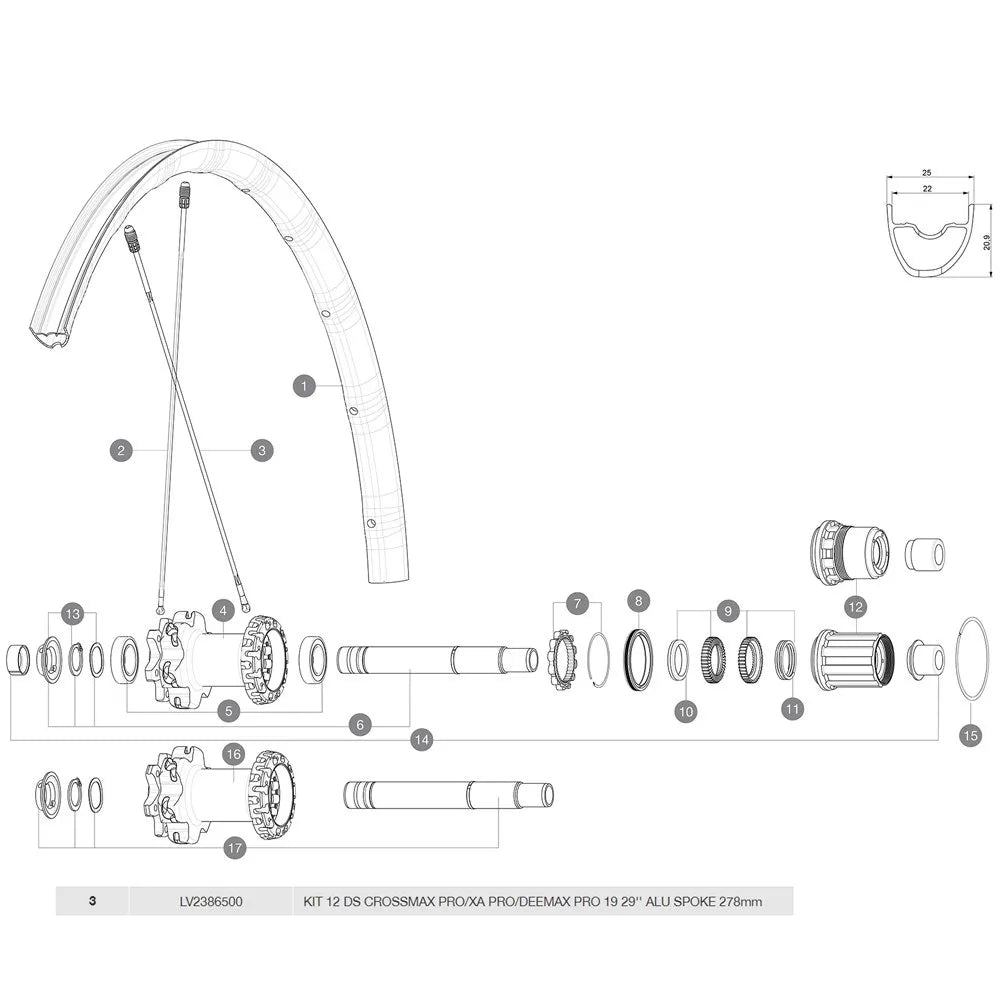Mavic Crossmax Pro/XA Pro/Deemax Pro 29 Rear Right spoke 12 units