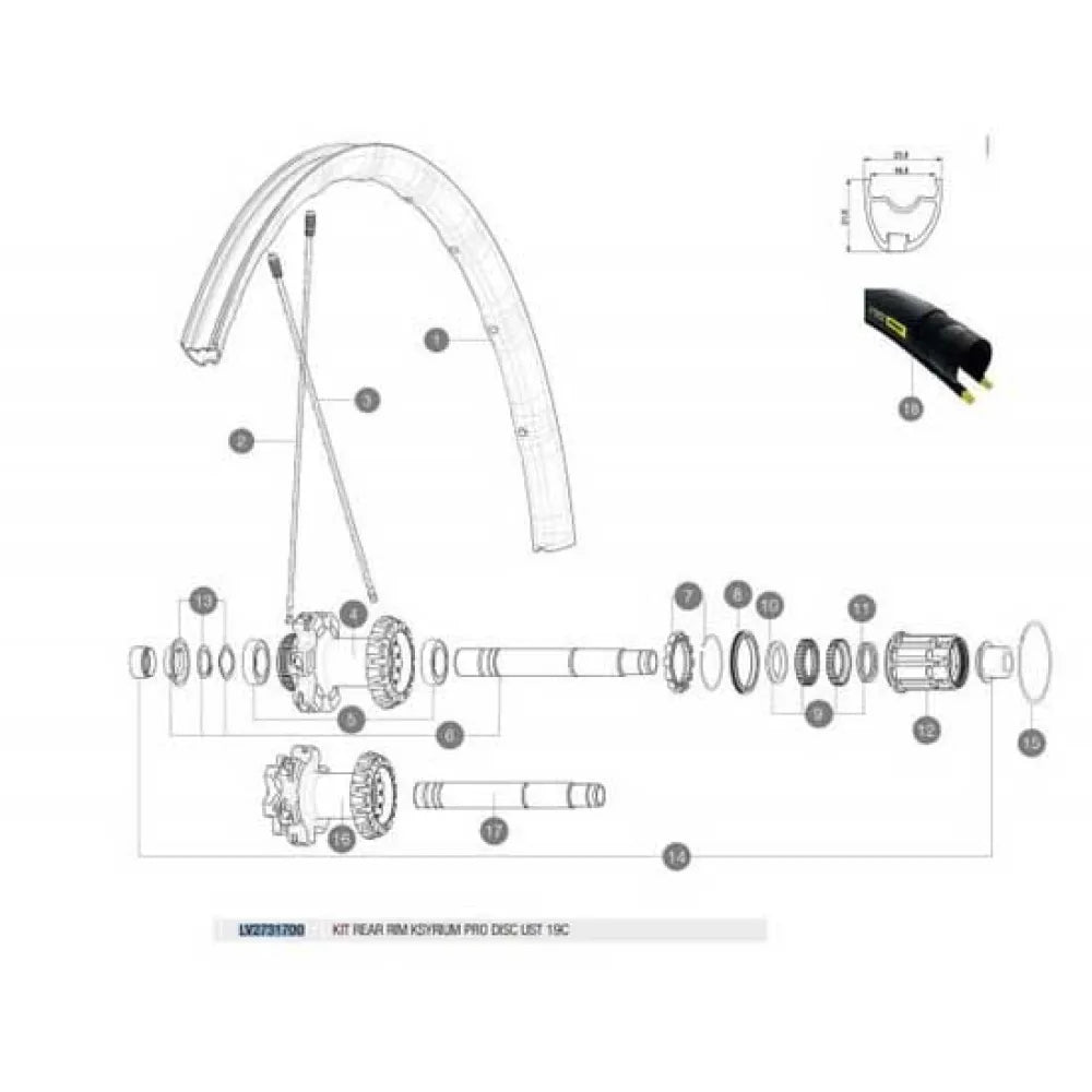 Mavic Ksyrium Pro UST Disc 19C rear rim