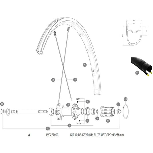 Mavic Kysrium Elite UST 2018 Rear Right Spokes 10 units