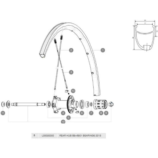 Mavic Rear Hub QRM/B9 bearings
