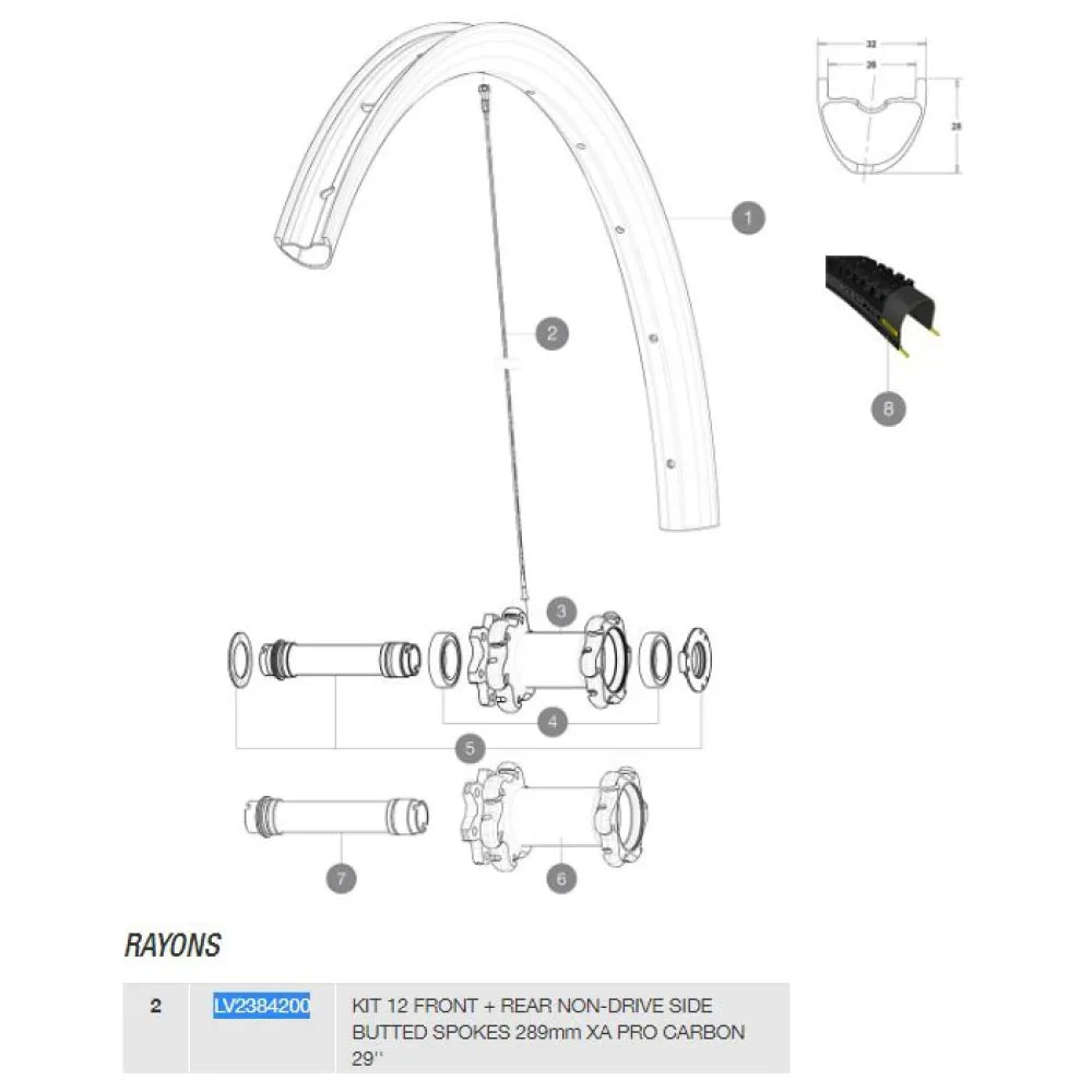 Mavic XA Pro Carbon 29 2017-18 Left Spokes 12 units