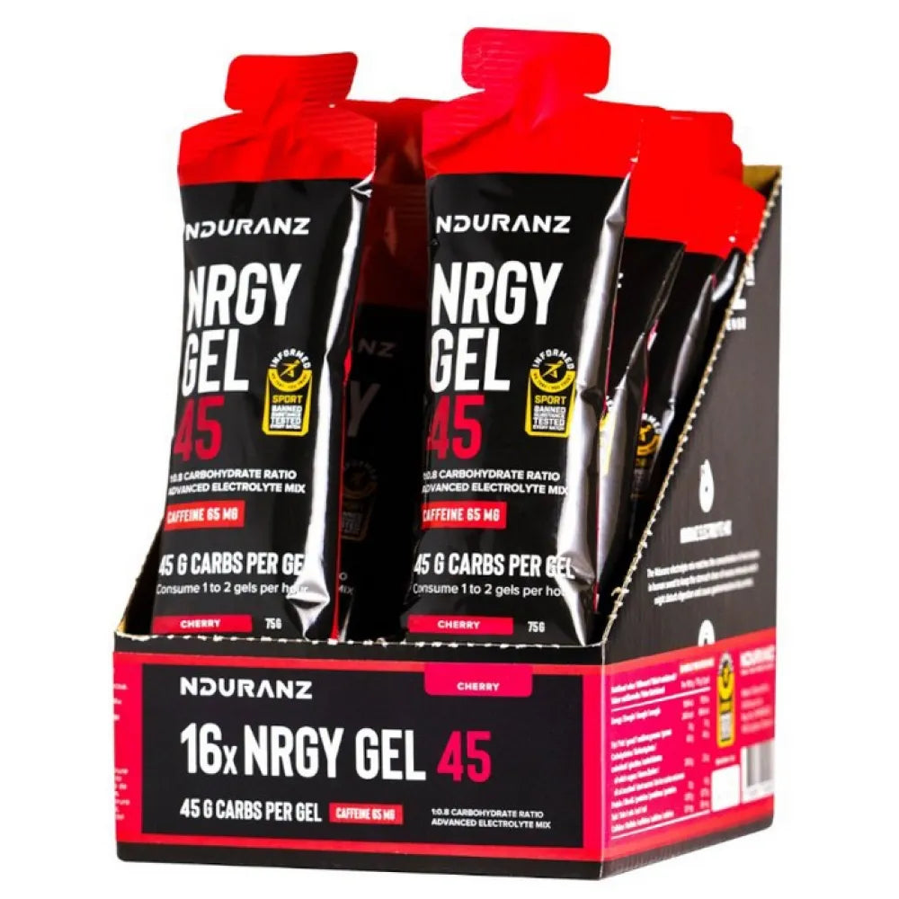 Nduranz Nrgy 45 Caff energy gels box cherry 75g 16 units