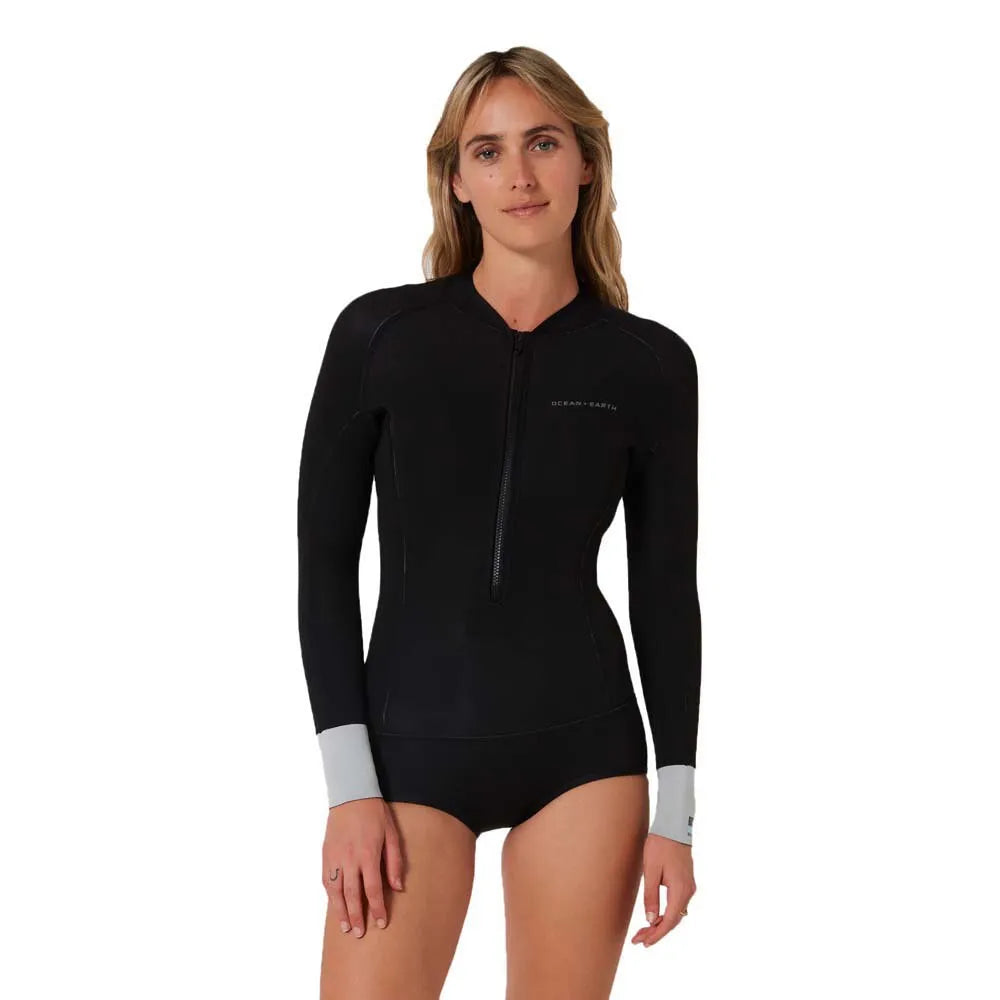 Ocean & earth Hi Cut 2 mm woman long sleeve front zip shorty