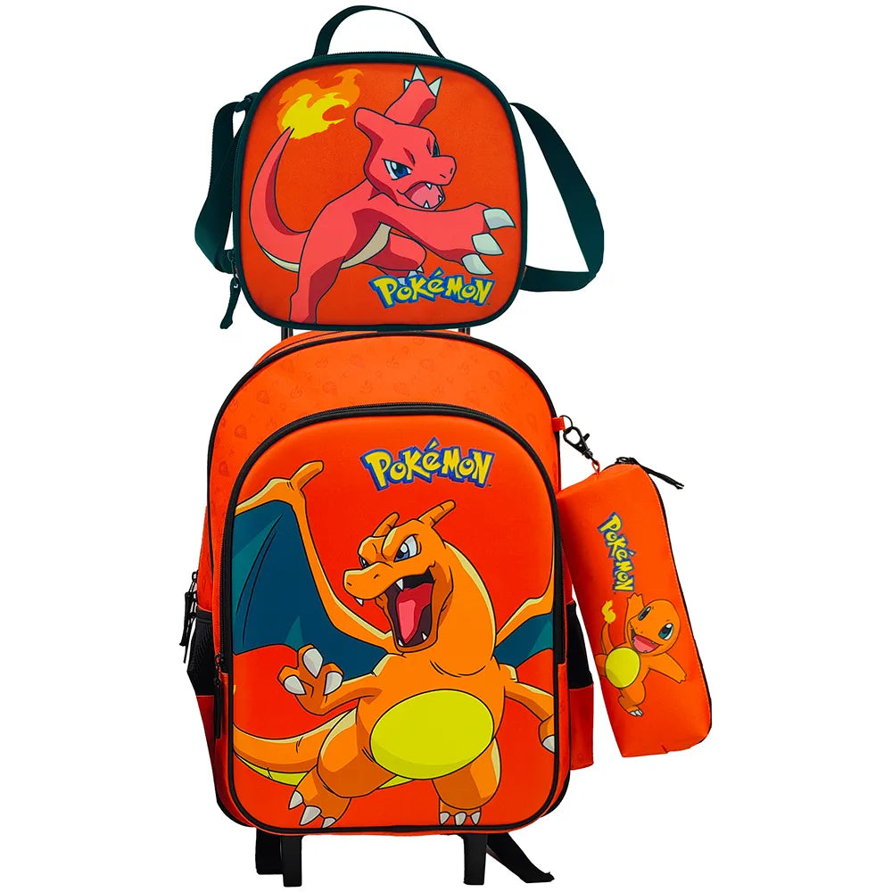 Pokemon Set Funcional 42x32x15 cm 22L Wheeled Backpack 3 units