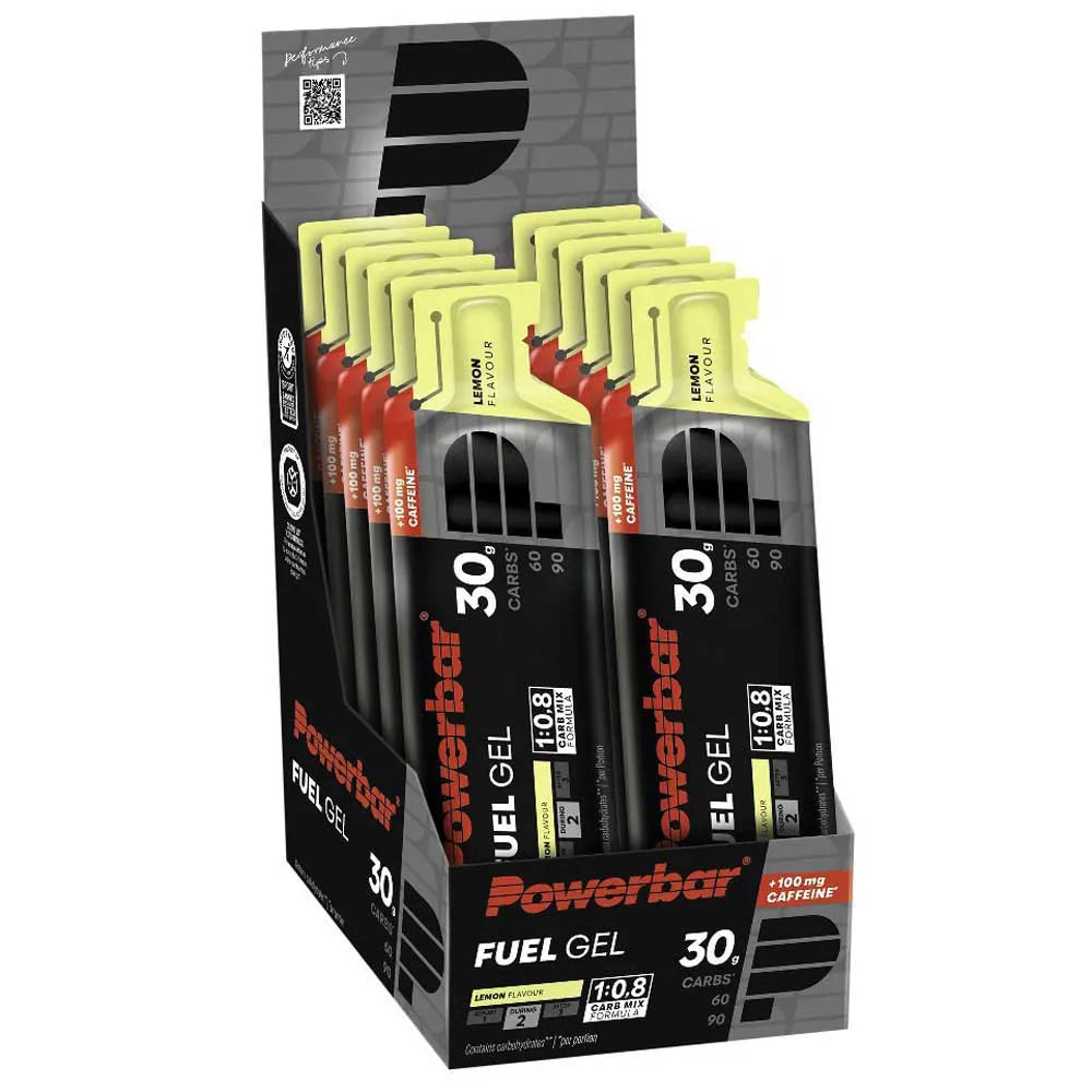 Powerbar Fuel 30 Black Line Caf energy gels box lemon 12 units