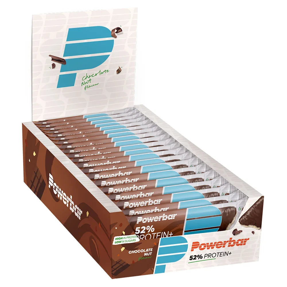 Powerbar Plus 52% protein bars box chocolate nuts 50g 20 units