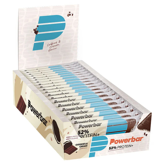 Powerbar Plus 52% protein bars box cookies&cream 50g 20 units