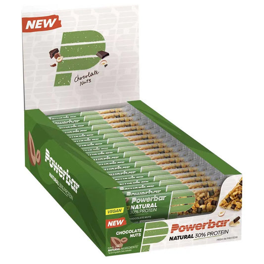 Powerbar Protein Natural 30% 40g energy bars box chocolate nuts 18 units