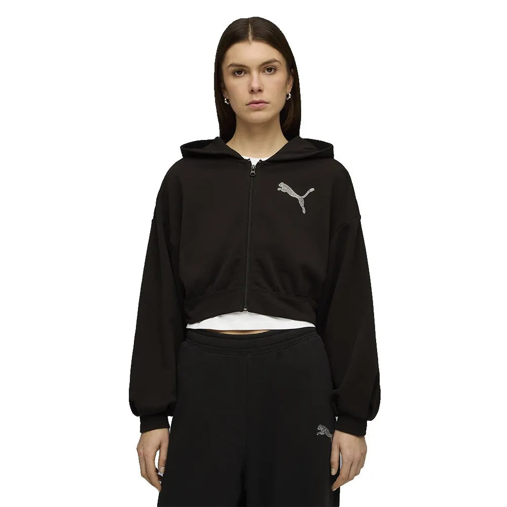 Puma Essentials Graphic Bedazzled full zip sweatshirt