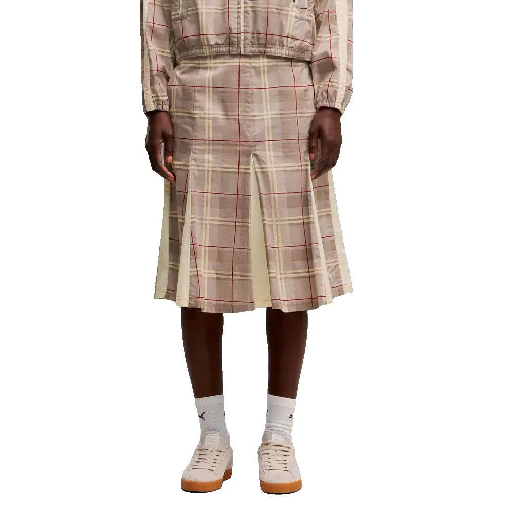 Puma T7 Pleated Tartan Woven midi skirt