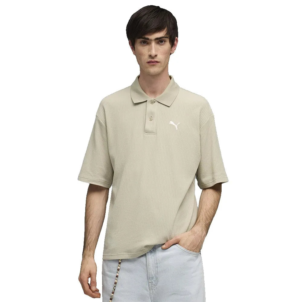 Puma Wardrobe Ess Waffle Boxy Fit short sleeve polo