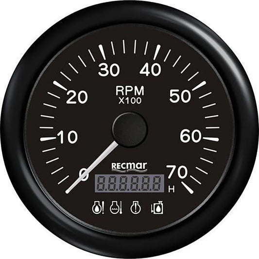 Recmar 0-7000 RPM Tachometer With 4 LED Alarm