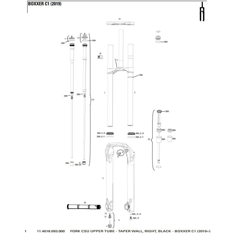 RockShox BoXXer C1 2019+ Right Fork CSU Upper Tube