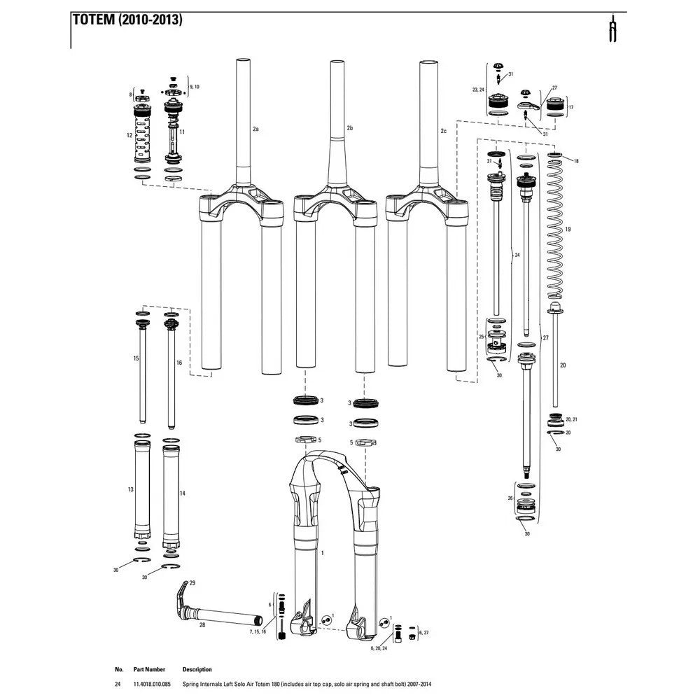 RockShox Totem 180 mm Solo Air Left Spring Internals