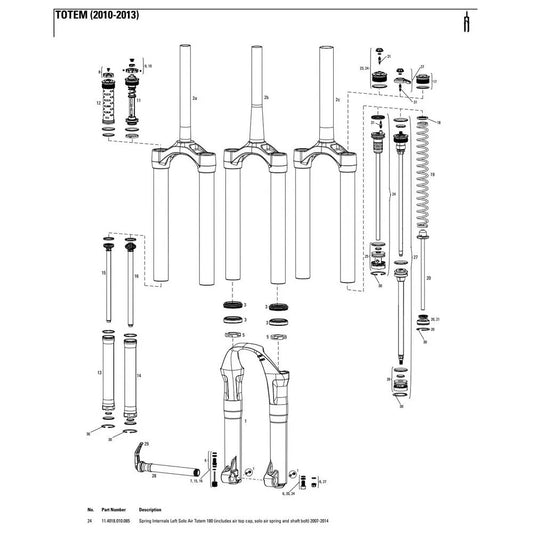 RockShox Totem 180 mm Solo Air Left Spring Internals