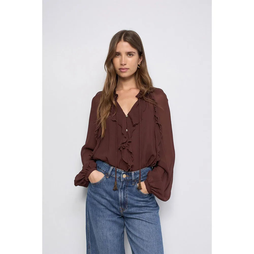 Salsa jeans Ruffle long sleeve blouse