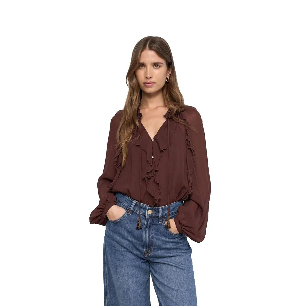 Salsa jeans Ruffle long sleeve blouse