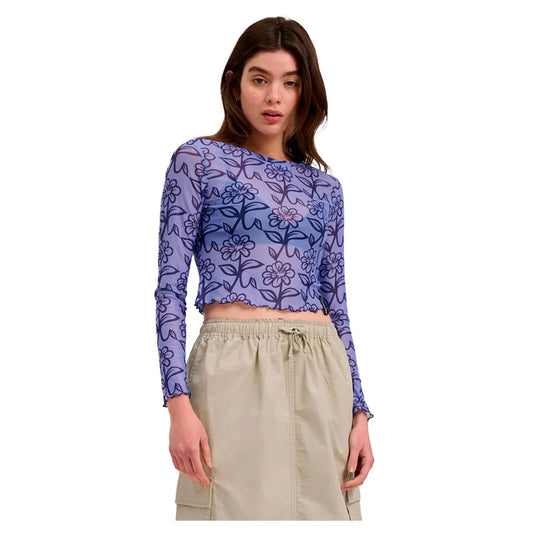 Santa cruz Delfino flower mesh crop long sleeve T-shirt