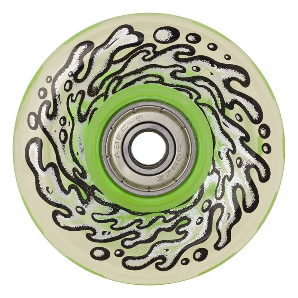Santa cruz Light ups w/green led and bearings og slime skateboard wheels