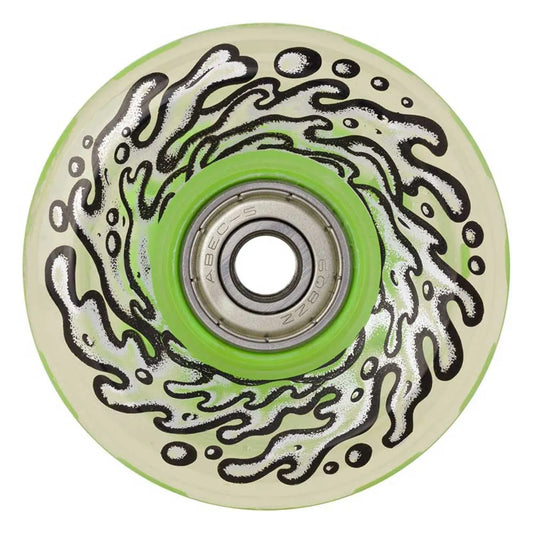 Santa cruz Light ups w/green led and bearings og slime skateboard wheels