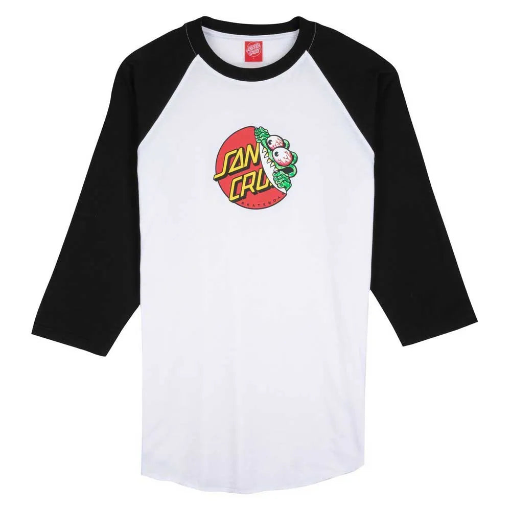 Santa cruz Top beware dot front baseball short sleeve T-shirt