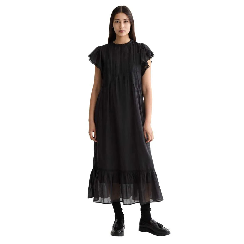 Scotch & soda Pleated Lace short sleeve long dress