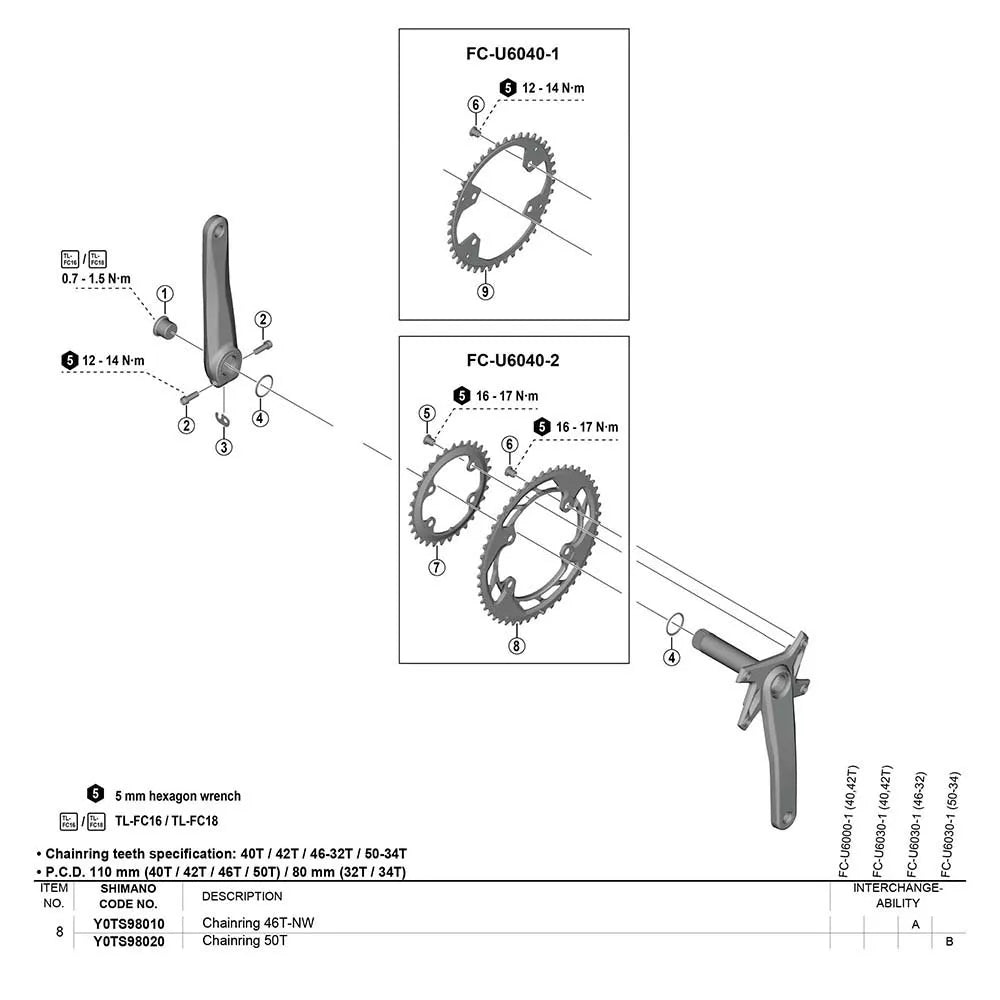 Shimano Cues FC-U6040 BCD 110 chainring