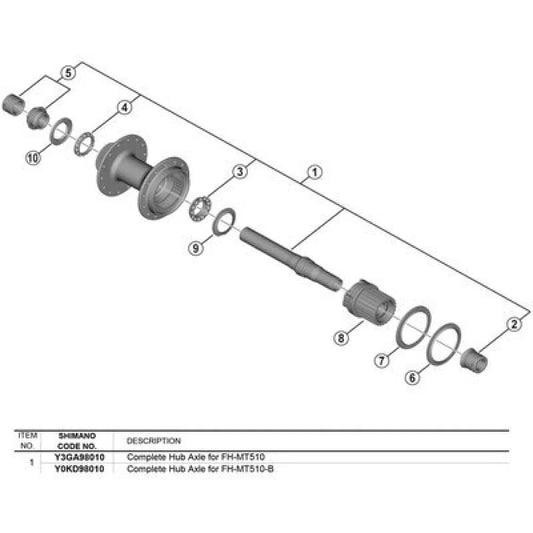 Shimano Deore WH-MT501 rear hub axle
