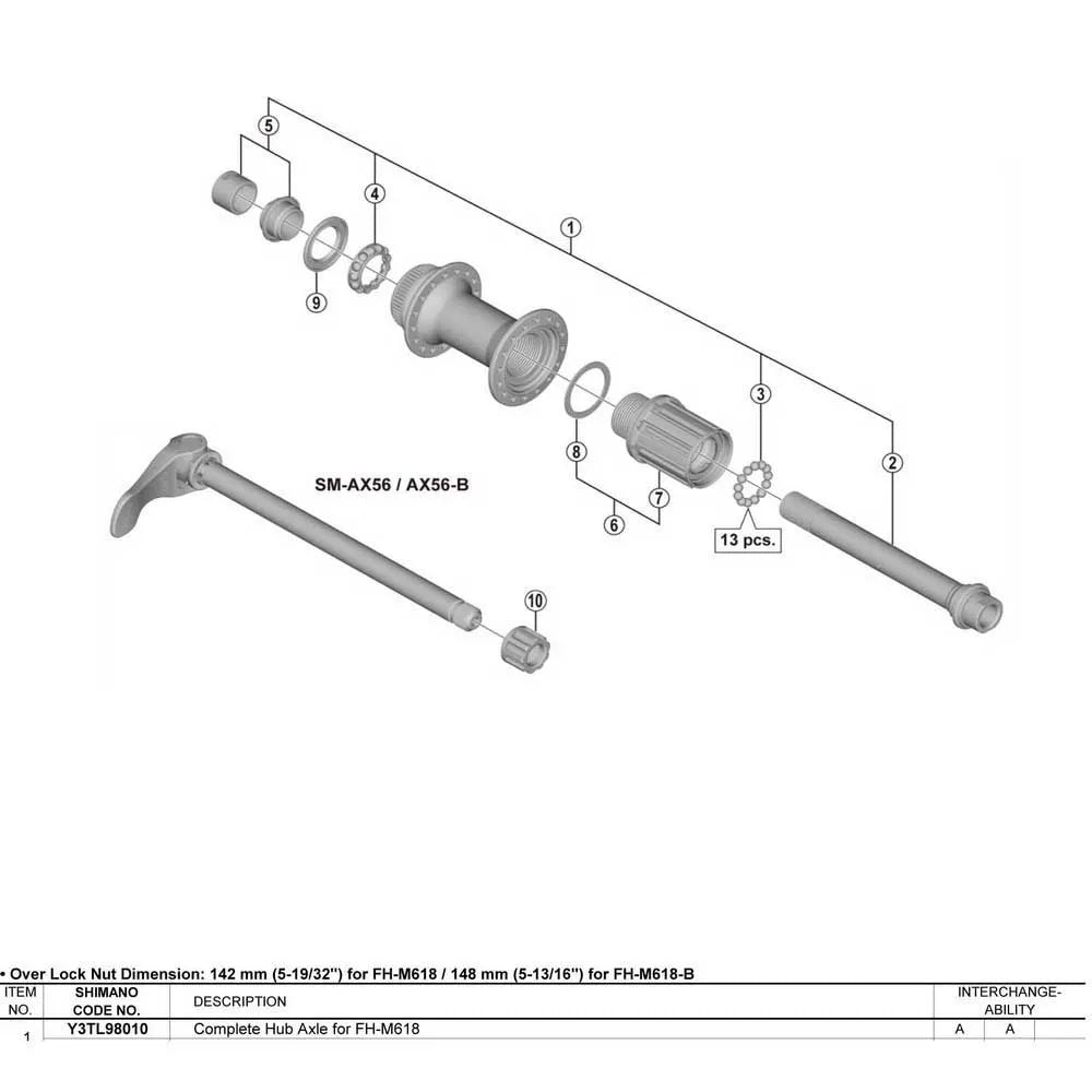 Shimano FH-M678 rear through axle