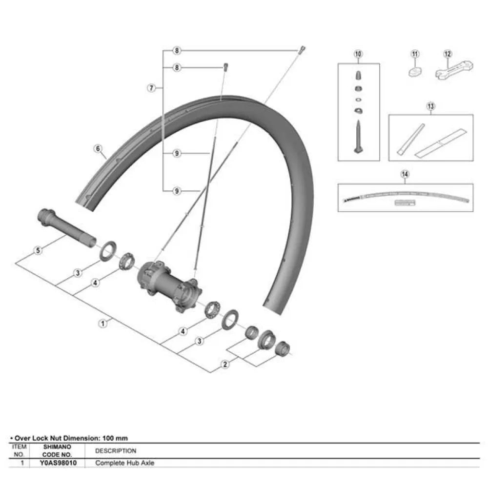Shimano WH-R9170-C40-TU-F12 front through axle