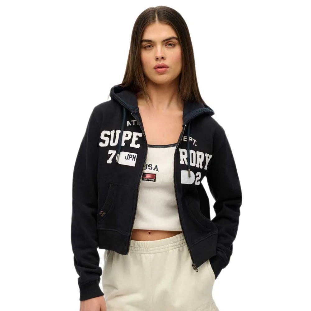 Superdry Atheltic Essential Relaxed Fit Cropped full zip sweatshirt
