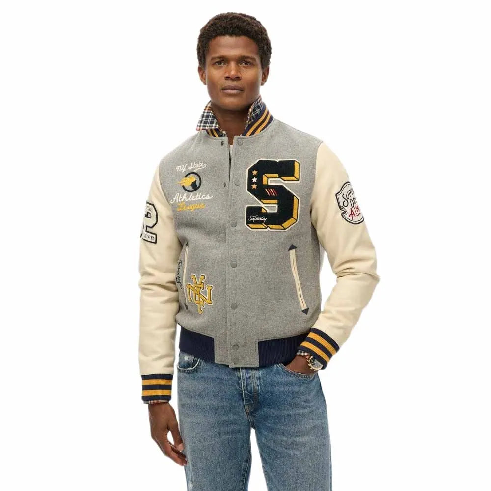 Superdry College Patched bomber jacket