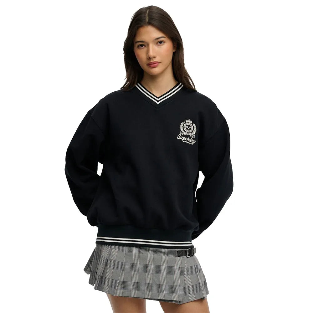 Superdry Country Club Crest V half zip sweatshirt