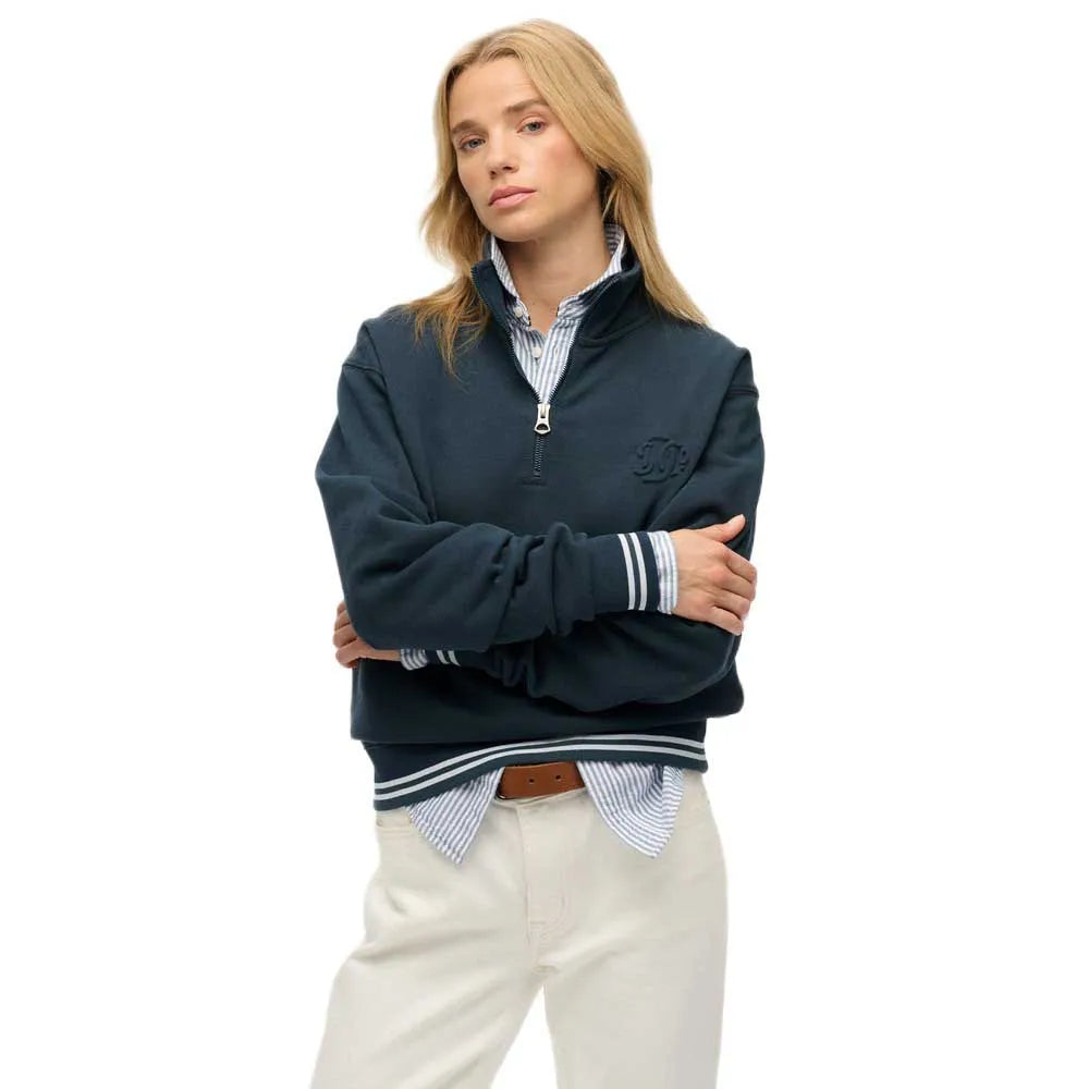 Superdry Country Club Embossed half zip sweater