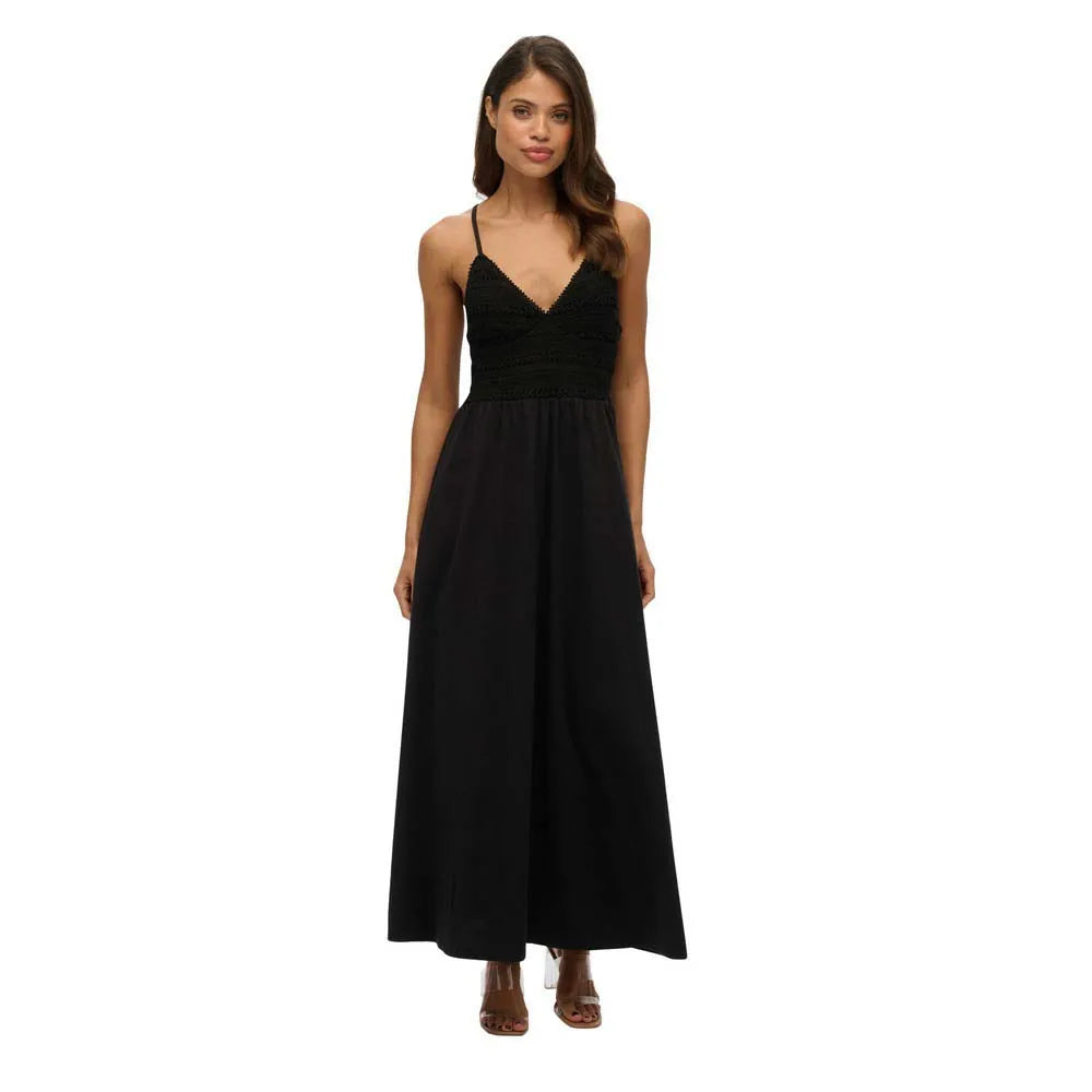 Superdry Lace Jersey sleeveless long dress