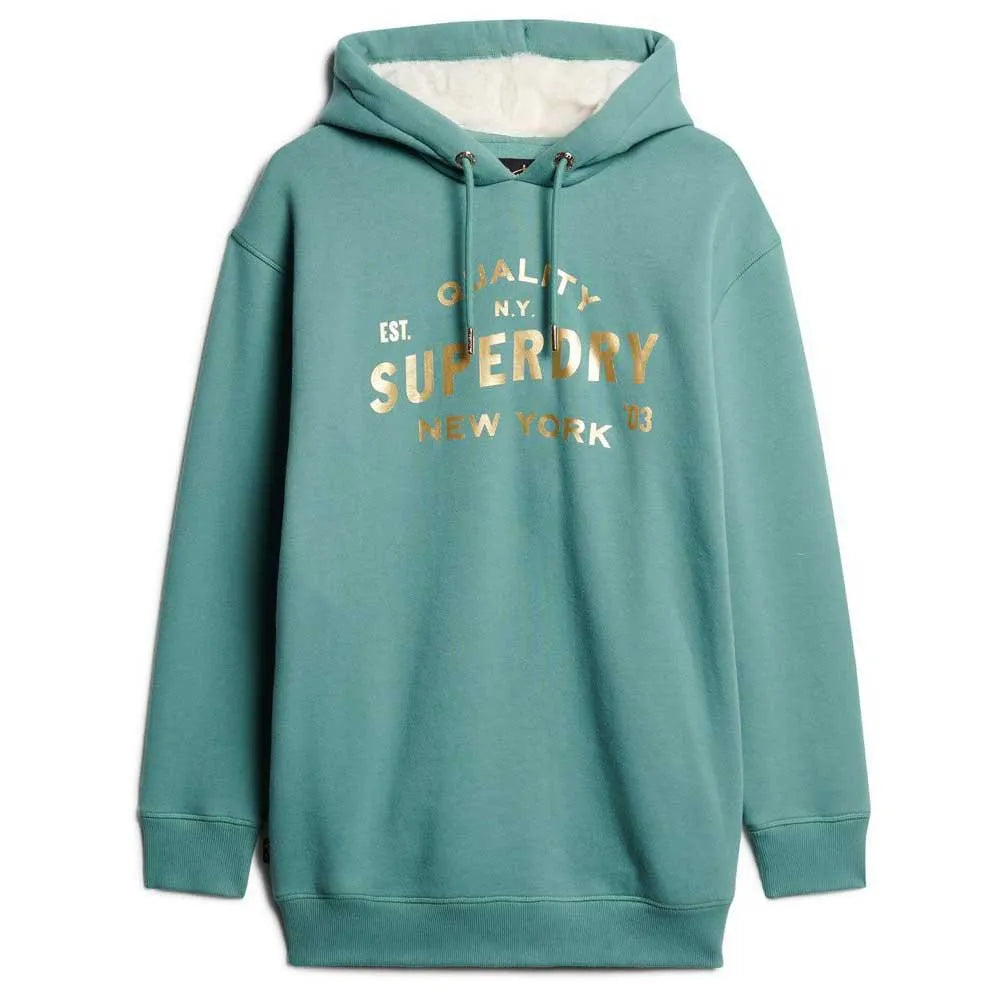 Superdry Luxe Metallic Logo long sleeve short dress