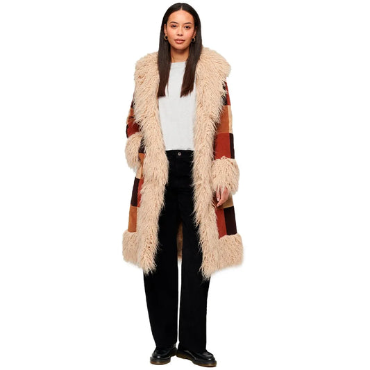 Superdry Patchwork Long Afghan coat