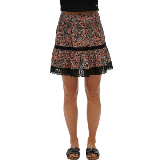 Superdry Printed Lace Trim short skirt