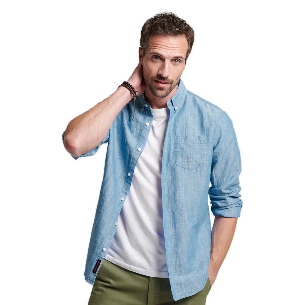 Superdry Studios Linen BD long sleeve shirt