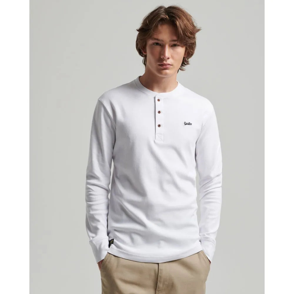 Superdry Vintage Logo Embroidered Mid Weight Henley long sleeve T-shirt